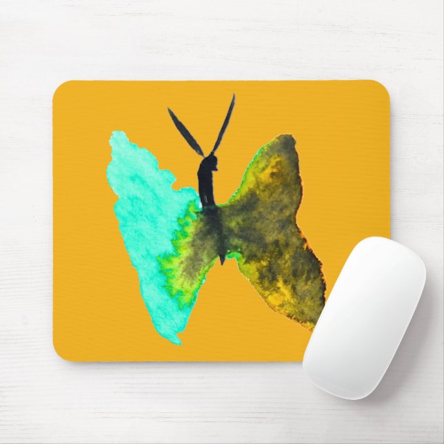 Butterfly watercolour aqua pretty mouse pad (With Mouse)