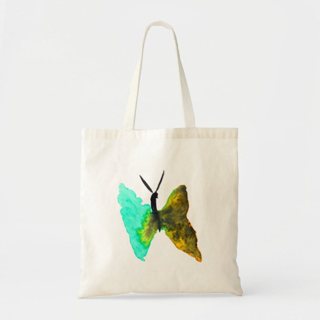 Butterfly watercolour aqua pretty tote bag (Front)