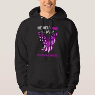 Butterfly We Wear Pink For Cleft Lip & Palate Awar Hoodie