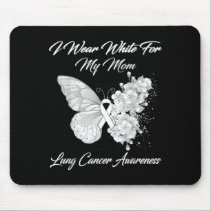 Butterfly Wear White for Mum Lung Cancer Awareness Mouse Pad