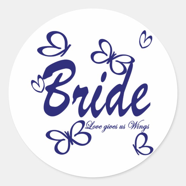 Butterfly Wedding/ Bride Classic Round Sticker (Front)