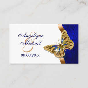 Butterfly wedding brown blue gold place card