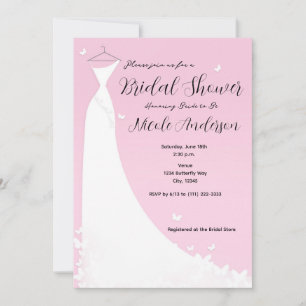 Butterfly Wedding Dress Bridal Shower Invitation