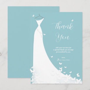 Butterfly Wedding Dress Bridal Shower Thank You Invitation
