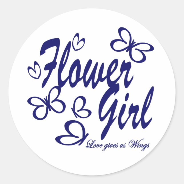 Butterfly Wedding/ Flower Girl Classic Round Sticker (Front)