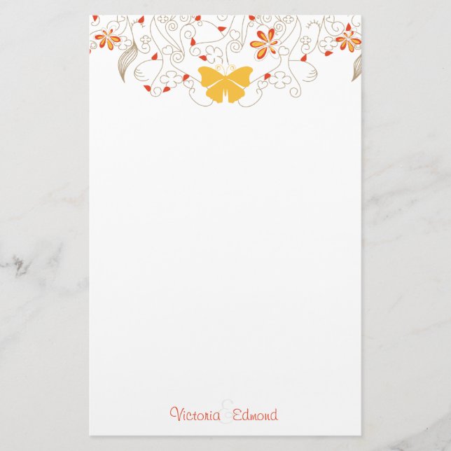 Butterfly Whimsy Personalised Stationery (Front)