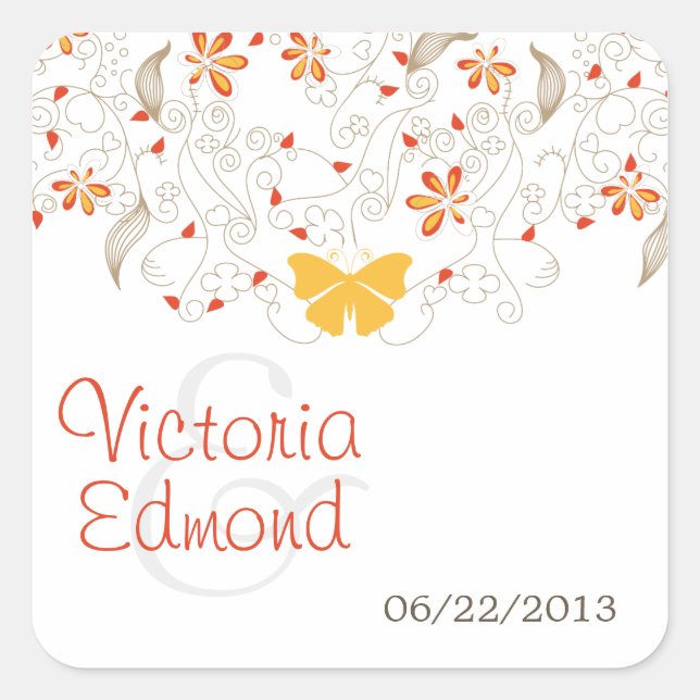 Butterfly Whimsy Wedding Stickers (Front)