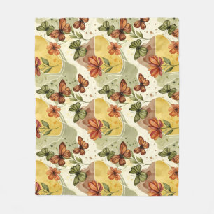 Butterfly Whispers in Earth Tones Fleece Blanket