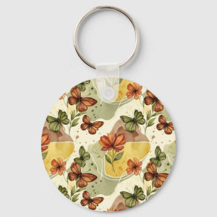 Butterfly Whispers in Earth Tones Key Ring