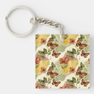 Butterfly Whispers in Earth Tones Key Ring