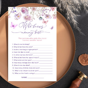 Butterfly Who Knows Mummy Best Baby Shower Game