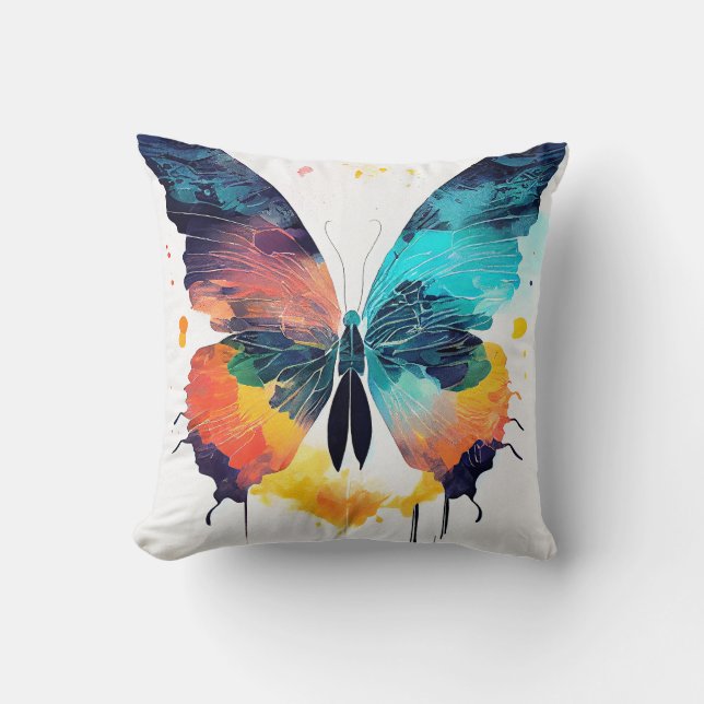 Butterfly Wild Nature Animal Color Art Painting Cushion (Front)