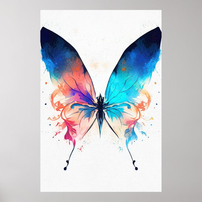 Butterfly Wild Nature Animal Color Art Painting Poster (Front)