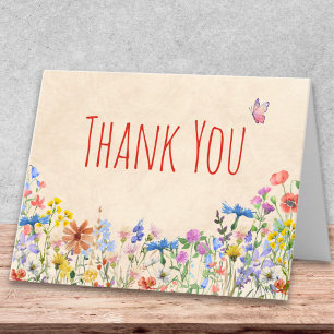 Butterfly Wildflower Appreciation Feminine Thank You Card