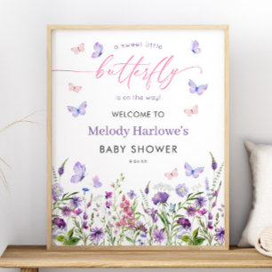 Butterfly Wildflower Baby Shower 16x20 Welcome Poster