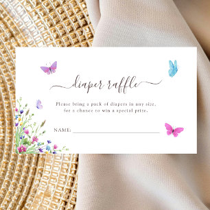 Butterfly Wildflower Baby Shower Diaper Raffle Enclosure Card