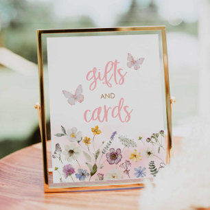 Butterfly Wildflower Baby Shower Gifts and Cards Poster