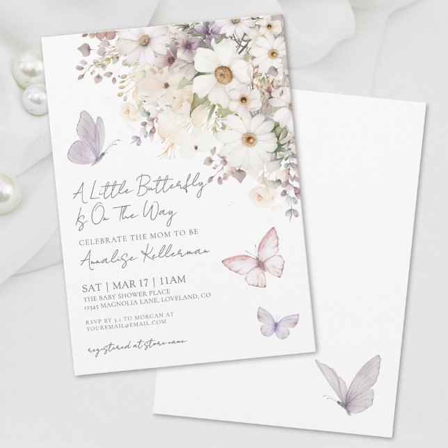 Butterfly Wildflower Baby Shower Invitation (Butterfly Wildflower Baby Shower Invitation)