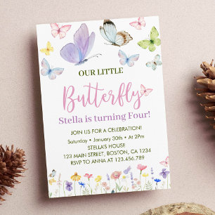 Butterfly Wildflower Birthday Party Invitation 