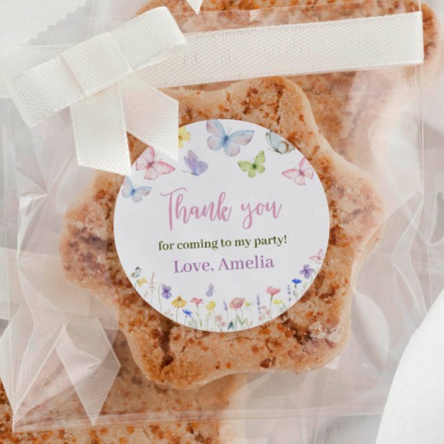 Butterfly Wildflower Birthday Sticker Labels (Creator Uploaded)