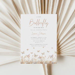 Butterfly Wildflower Boho Girl Baby Shower Invitation
