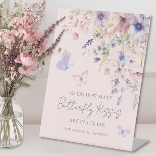 Butterfly Wildflower Bridal Shower How Many Kisses Pedestal Sign
