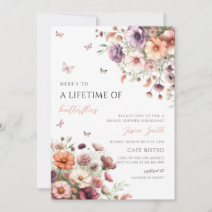 Butterfly Wildflower Bridal Shower Invitation