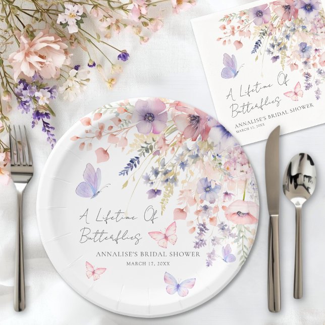 Butterfly Wildflower Bridal Shower Paper Plate (Butterfly Wildflower Bridal Shower Napkins)