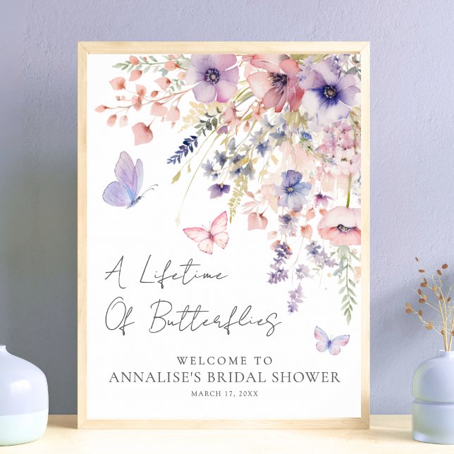 Butterfly Wildflower Bridal Shower Poster (Butterfly Wildflower Bridal Shower Poster)
