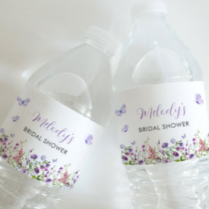 Butterfly Wildflower Bridal Shower Water Bottle Label
