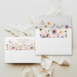 Butterfly Wildflower Girl Baby Shower Envelope
