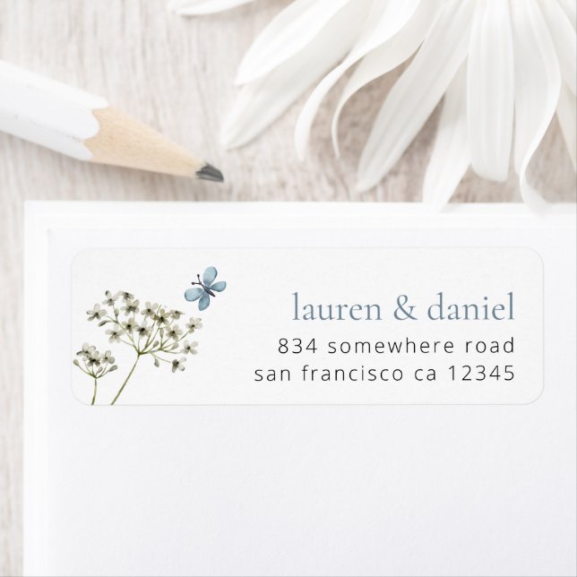 Butterfly Wildflower Names Return Address Wedding Return Address Label (Insitu)
