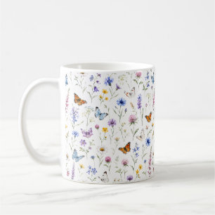 Butterfly Wildflower Nature Botanical Garden Coffee Mug