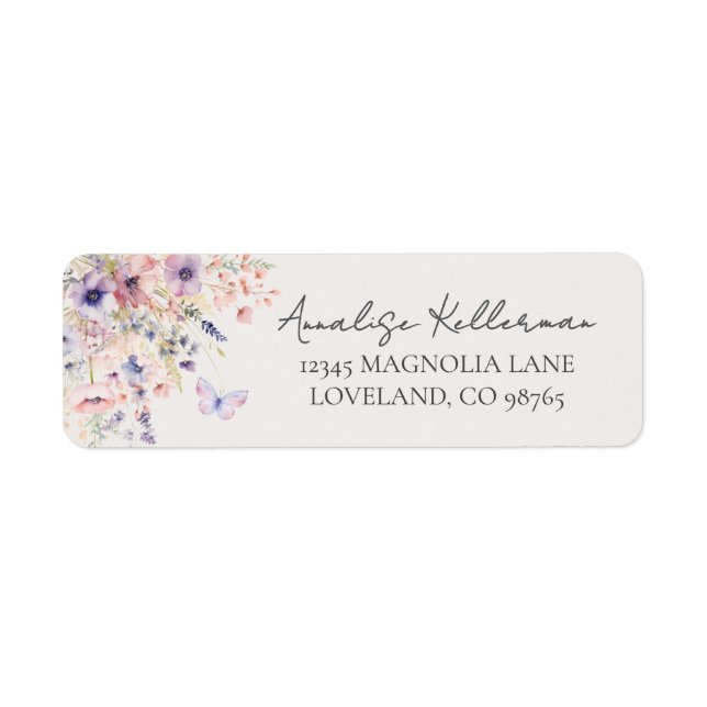 Butterfly Wildflower Return Address Label (Front)