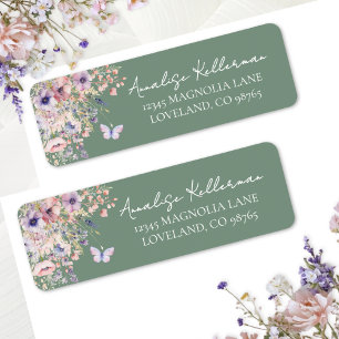 Butterfly Wildflower Return Address Label