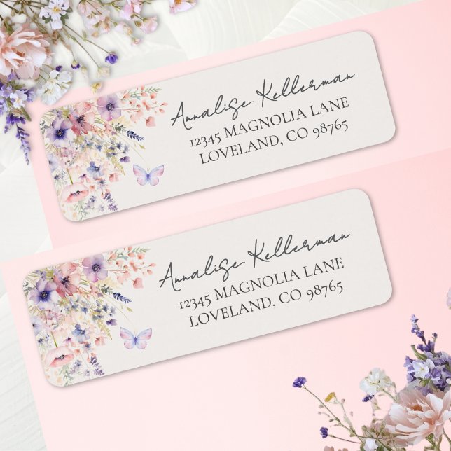 Butterfly Wildflower Return Address Label (Butterfly Wildflower Return Address Label)