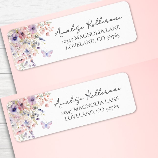 Butterfly Wildflower Return Address Label (Butterfly Wildflower Return Address label)