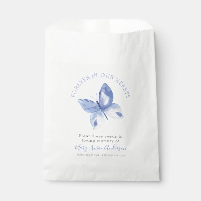 Butterfly Wildflower Seed Memorial Funeral Favour Bag (Front)