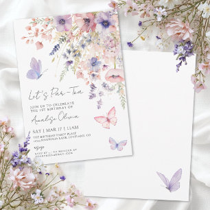 Butterfly Wildflower Tea Party Birthday Invitation