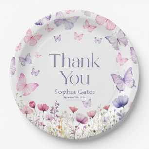 Butterfly Wildflower Thank You  Paper Plate