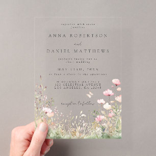 Butterfly Wildflower Wedding Acrylic Invitations