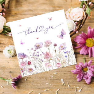 Butterfly & Wildflowers Baby Shower Thank You Card