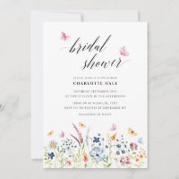 Butterfly Wildflowers Blush Pink Bridal Shower