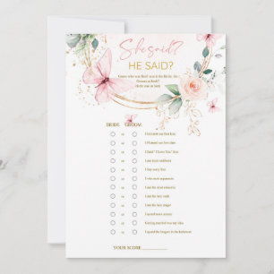 Butterfly  Wildflowers he said she said game Invitation