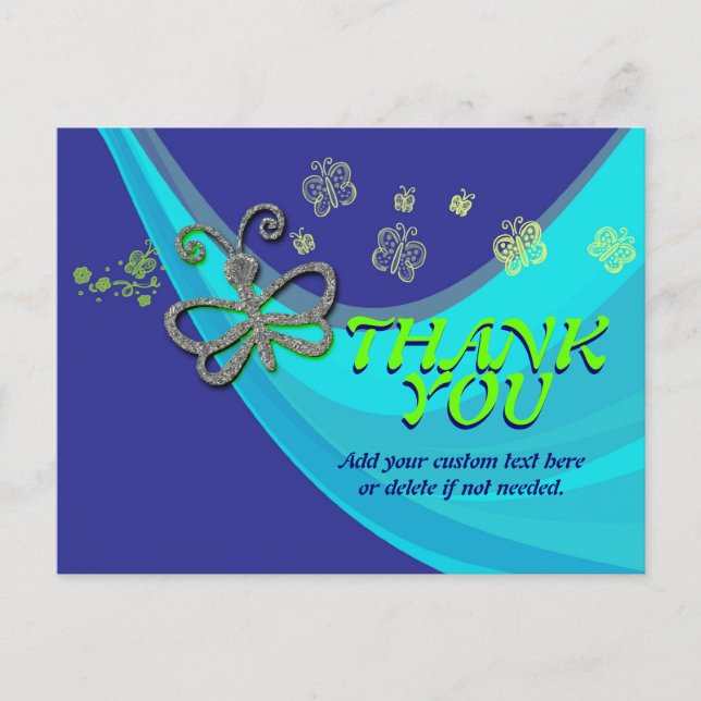 Butterfly Wind Dance Thank You Postcard (Front)