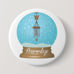 Butterfly windchime garden snow globe button