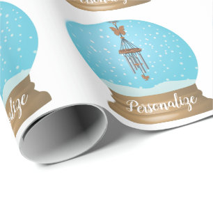 Butterfly windchime snow globe unique whimsical  wrapping paper