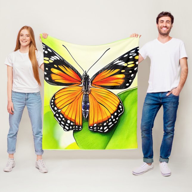 Butterfly Wing Detail Design Fleece Blanket (In Situ)