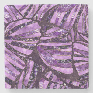Butterfly wing pattern - Amethyst and Gold Texture Stone Coaster