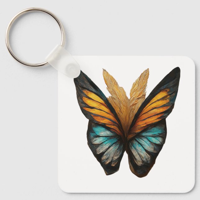  butterfly wing patterns on a light key ring (Front)